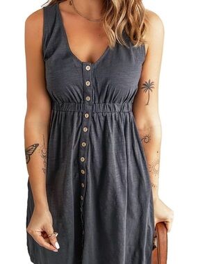 Classy Button down Dress in Charcoal grey